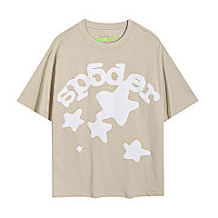 Sp5der “Stars” T-shirt in Beige/White