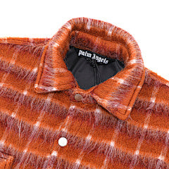 Palm Angels Mohair Plaid Shirt Jacket (Orange/White)