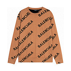 Balenciaga – Tan All-Over Logo Long Sleeve Tee