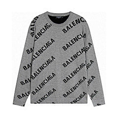Balenciaga – Grey All-Over Logo Long Sleeve Tee