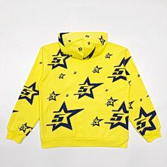 Sp5der “Star Logo All Over” Hoodie (Yellow/Navy)