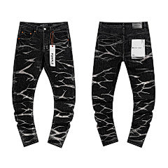 Purple – Black Lightning Bolt Print Jeans
