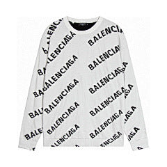 Balenciaga – White All-Over Logo Long Sleeve Tee