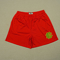 Eric Emanuel – Red Mesh Shorts with Green Logo