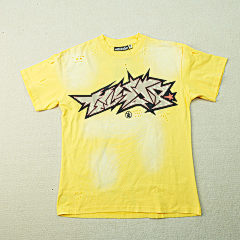 Hellstar “Graffiti Logo” Distressed Tee (Yellow Wash)