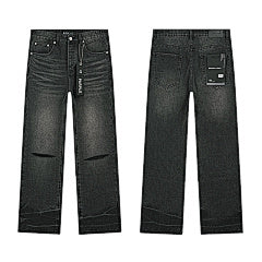 Purple – Black Distressed Wide-Leg Jeans