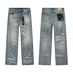 Purple – Light Blue Palm Print Jeans