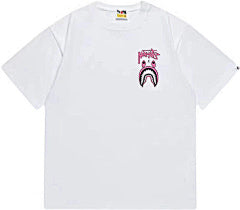 Stüssy x BAPE Pink Shark Tee – White Edition
