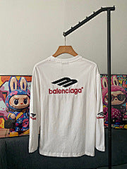 Balenciaga – White Logo Long Sleeve Tee