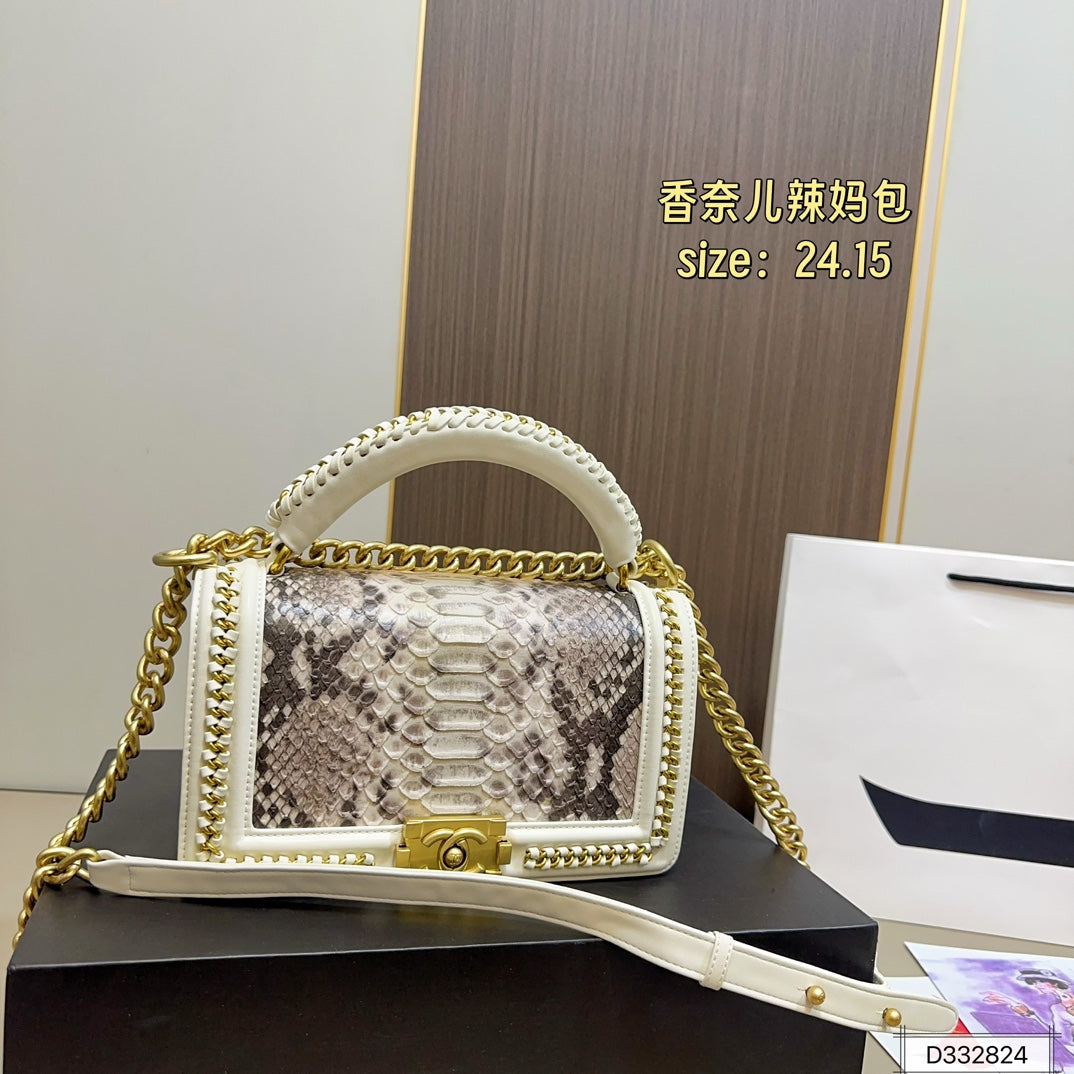 Chanel Boy Bag Top Handle – Python