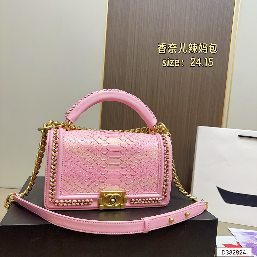 Chanel Boy Bag Top Handle – Python