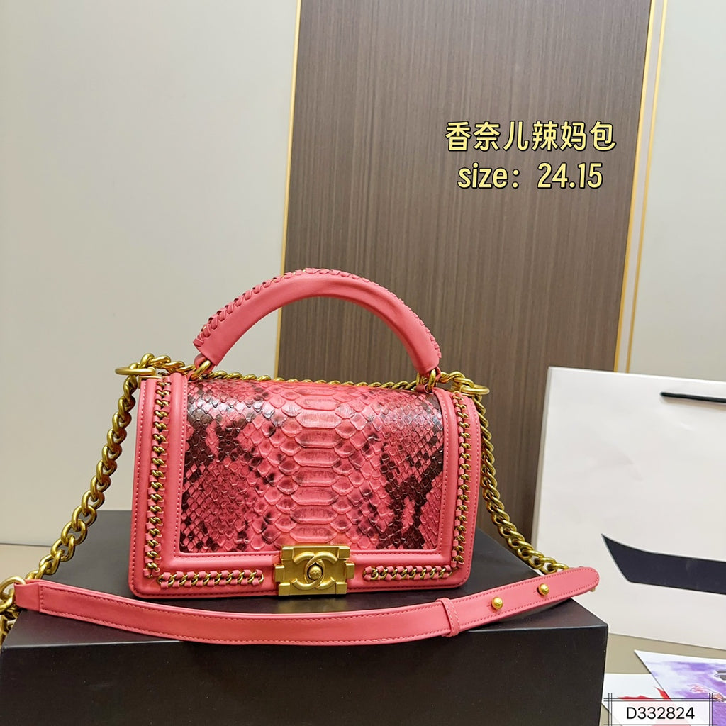 Chanel Boy Bag Top Handle – Python