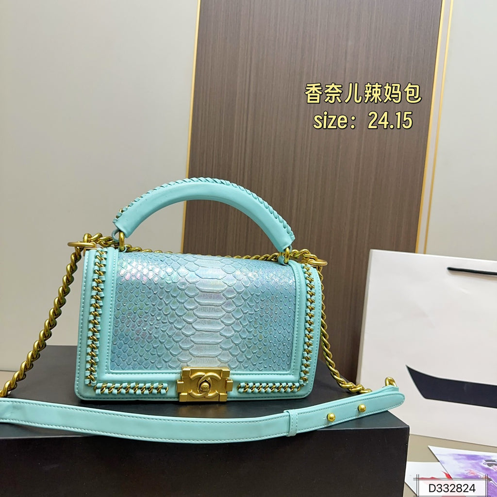 Chanel Boy Bag Top Handle – Python