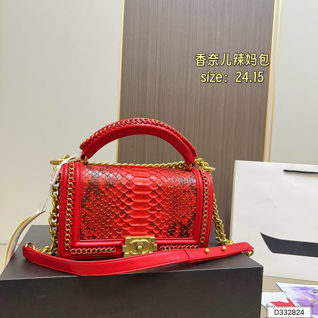Chanel Boy Bag Top Handle – Python