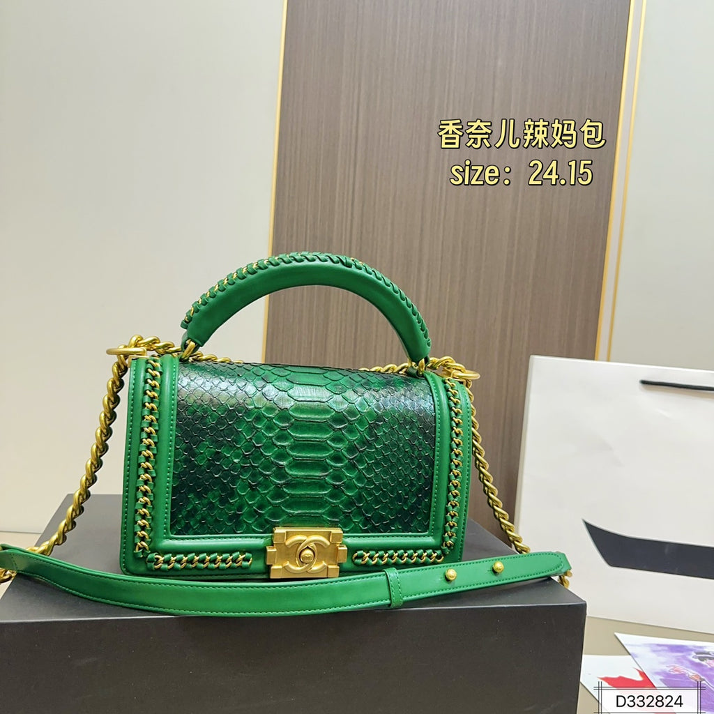 Chanel Boy Bag Top Handle – Python