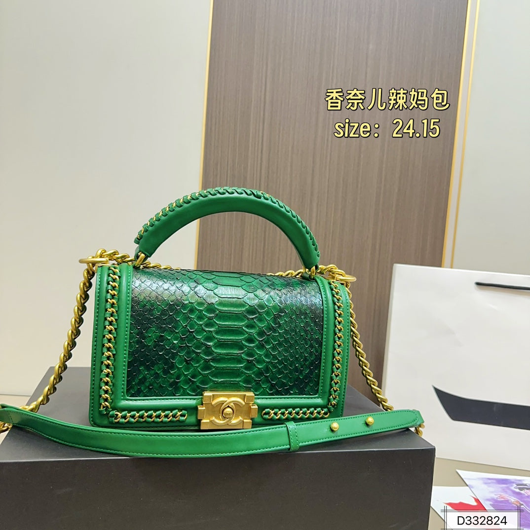 Chanel Boy Bag Top Handle – Python