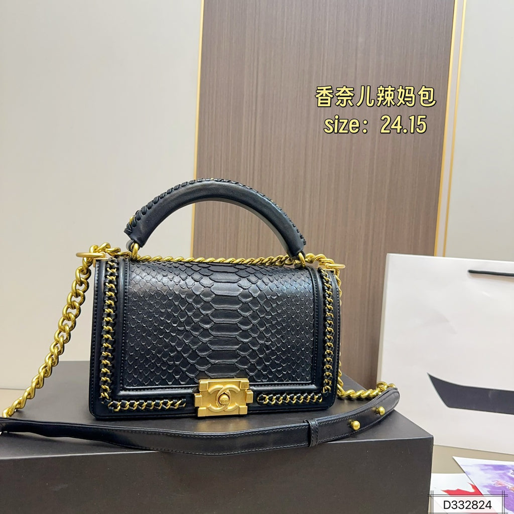 Chanel Boy Bag Top Handle – Python
